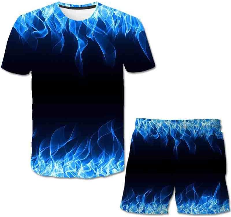 Remhumhai Muška plamena 3D digitalni tisak 2 komada trenerka Ležerne majice kratkih rukava i odijelo za