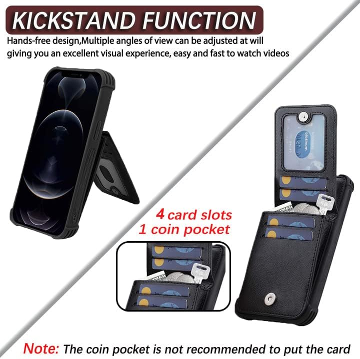 VANAVAGY iPhone 12/12 Pro torbica za novčanik za žene i muškarce,kožna magnetna kopča Flip Folio Navlaka