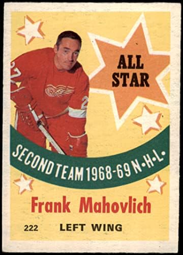 1969 O-pee-chee # 222 All-Star Frank Mahovlich Detroit Crvena krila VG / ex Crvena krila