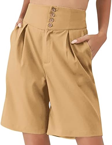 Čista boja Bermuda kratke hlače Žene Dužina koljena Ljetna casual dres šorc sa dubokim džepovima Lounge