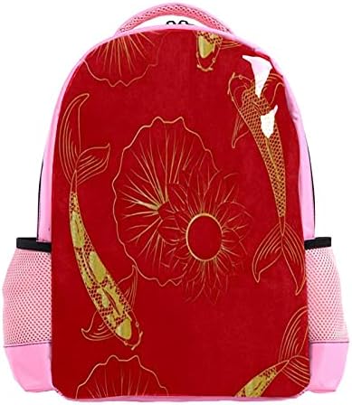 VBFOFBV ruksak za ženske pantalonske bakfa za laptop, putni casual torba, crveno zlato koi kineski carpredlily