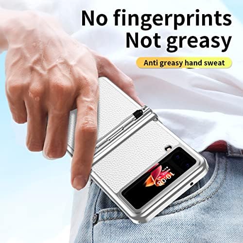 FNKJYND za Samsung Galaxy Z Flip 4 futrola, zaštita na šarkama Deluxe Oplata za PC hibridnu kožnu zaštitnu