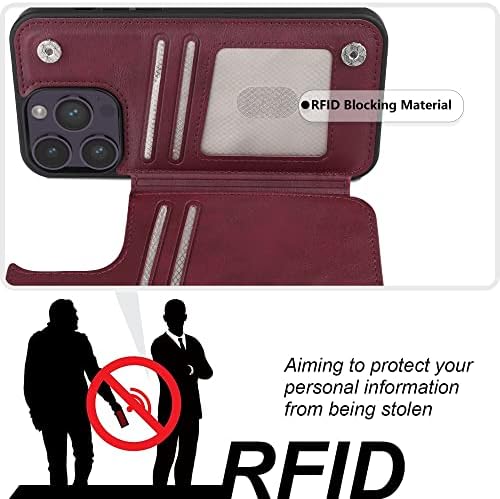 Kedoo za iPhone 14 Pro torbicu za novčanik sa držačem kartice, Pu kožnim RFID utorom za blokiranje kartice,dvostrukom