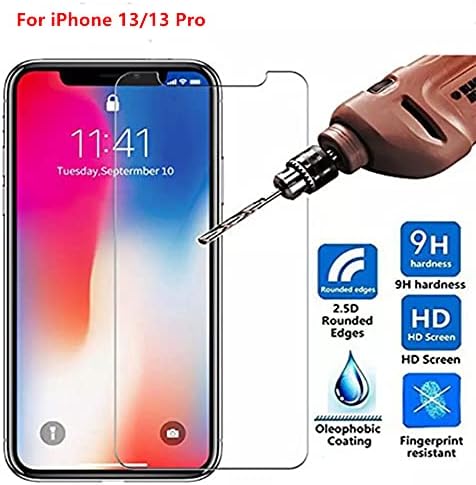 iPhone 13 i 13 Pro zaštitnik ekrana 9H kaljeno staklo protiv otiska prsta clear-2 pakovanje