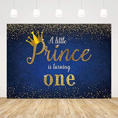 Sendy 7x5ft princ 1. rođendan pozadina Mali princ okreće jedan Party Dekoracije zalihe Boy Gold Crown Glitter