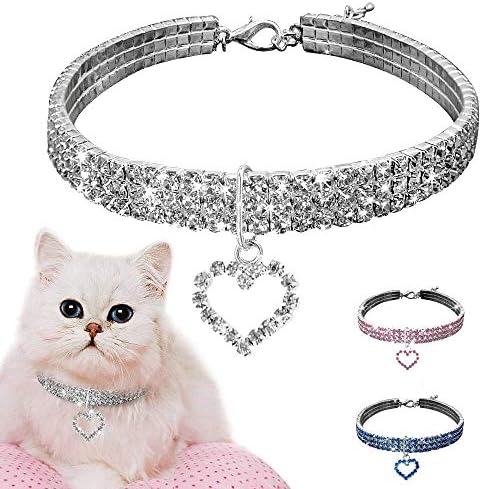 Chdhaltd Bling Rhinestones Car ovratnik, ogrlica za kućne ljubimce, slatke mačke mačke elastične ogrlice