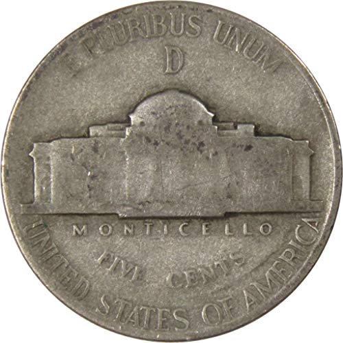1944 D Jefferson Wartime Nickel AG O dobrom 35% srebra 5C Kopni američki novčić