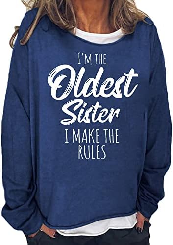 Ja sam najstarija sestra koju učinim pravilima duksev mornaric plava crewneck dukserica sestra poklon dukserica
