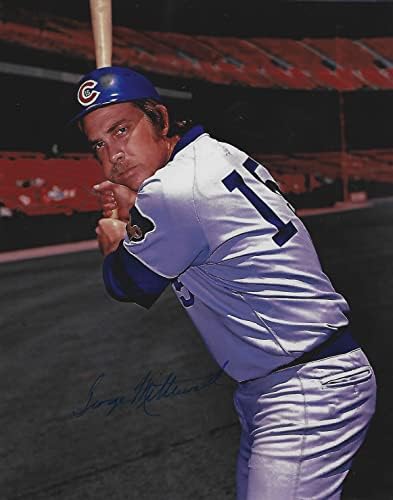 Autographing George Mitterwald 8x10 Chicago Cubs Photo