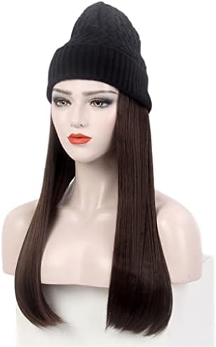 N / modni evropski i američki ženski šešir za kosu jedan crni pleteni šešir perika duga ravna Svijetlosmeđa