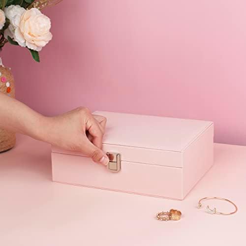Guka kutija za nakit Organizator za žene djevojke 2-slojna vitrina držač nakita za naušnicu prstenasta ogrlica