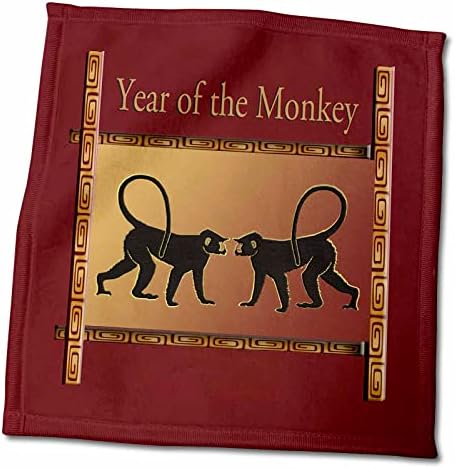 3drose dva majmuna okrenuta, sretna nova godina, crvena, bakar, crna - ručnici