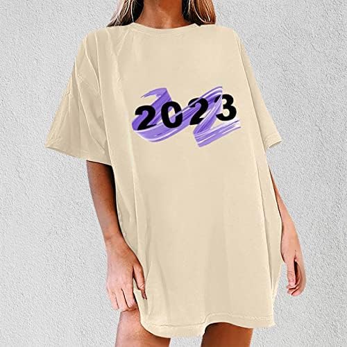 Žene 2023 Tunika na vrhu casual grafičkog tiska s kratkim rukavima okrugli vrat labavi kratkim majicama