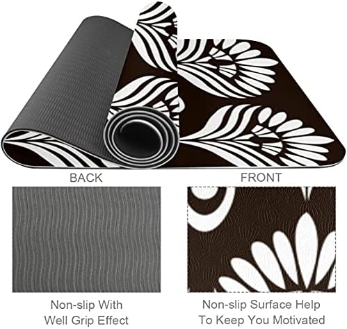Debeli Non Slip Vježba & fitnes 1/4 yoga mat sa crno-bijelim PeaChicken uzorak Print za Yoga Pilates & Pod
