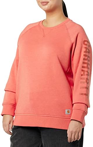 Karhartt ženska opuštena fit prekrivača za kliwneck blok logotip s rukavima grafički džemper