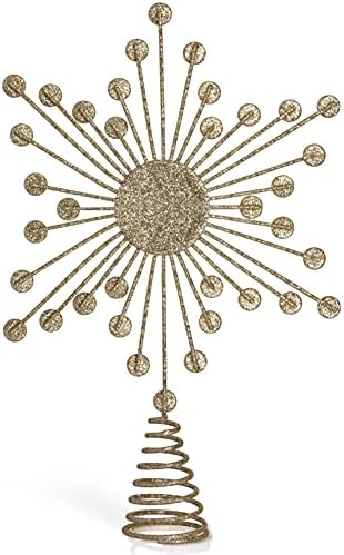 ORNATIVITY dragulj zvijezda TOPPER - Zlatno sjajnu pjenušava metalna žičana zvezda sa sjajnim dragim završetkom