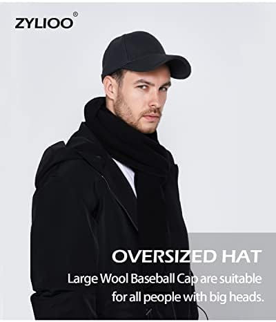 Zylioo XXL prevelizirani vuneni kapa za bejzbol kapu, mekani strukturirana zimska kuglana kapa, podesiva