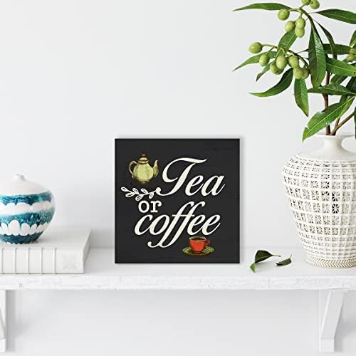 Rustikalni čaj ili kafi za drvo Potpišite smiješna kuhinja kava čaj drvena kutija potpisao / la seojuna