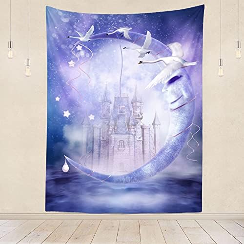 CORFOTO tkanina 6x9ft fotografija u pozadini mjeseca ljubičasta Luna Wonderland Castle Swan Mural za djevojčice