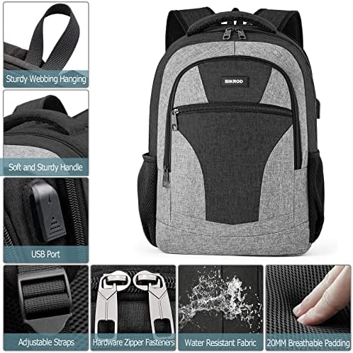 Bikrod ruksak za muškarce, fakultet s priključkom za punjenje USB za 15,6 u laptopu, vodootporan prijenosna