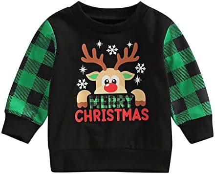 Dječji dječaci Djevojke Božićni dugi rukav karirani crtani jelen Ispiši pulover Duks vrhovi dječaci Majice