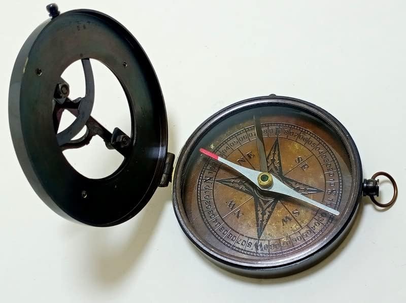 11. Vintage mesingani kompas Direct magnetni kompas za navigacijski / tipku džepni džep za kampiranje, planinarenje,