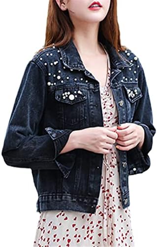 Plus veličine obrezana traper jakna Žene dugih rukava Vintage Casual Jacket