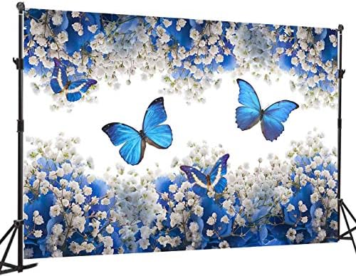 Pozadina za vjenčanje 7x5ft Gipsophila plavo cvijeće leptir fotografija pozadina za slike tematske dekoracije