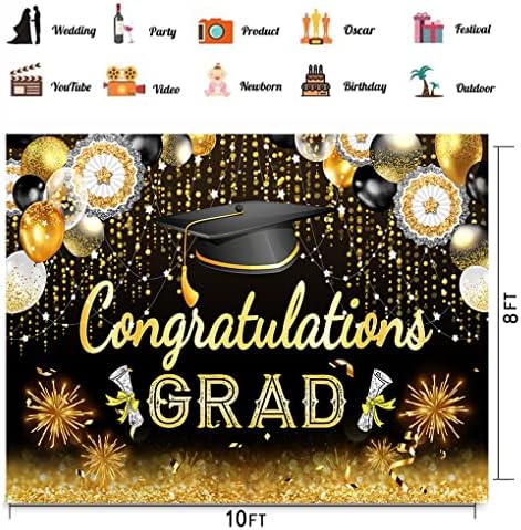 CHAIYA 10x8ft klasa Pozadine za maturu 2023., Čestitam Čestitam pozadina za Grad Bachelor kapa dekoracija