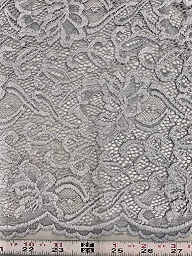 Elaine Silver Grey Floral Scalloped najlon Spandex rastezljiva čipkasta lagana tkanina za odjeću, donji