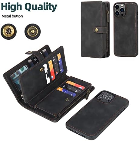 QIXIU kompatibilna sa futrolom za iPhone 13 Pro Max novčanik,2 u 1 odvojiva magnetna torbica za novčanik