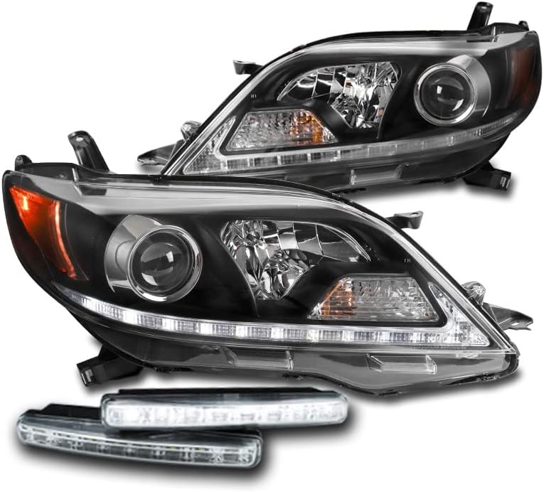 ZMAUTOPARTS LED cijev Crni projektor farovi farovi sa 6 bijelim LED DRL svjetlima za 2011-2017 Toyota Sienna