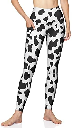 Gajbela kravlje nogave za žene visoke čekiće od krava za ispis joga hlača sa džepom High struk gamaše za