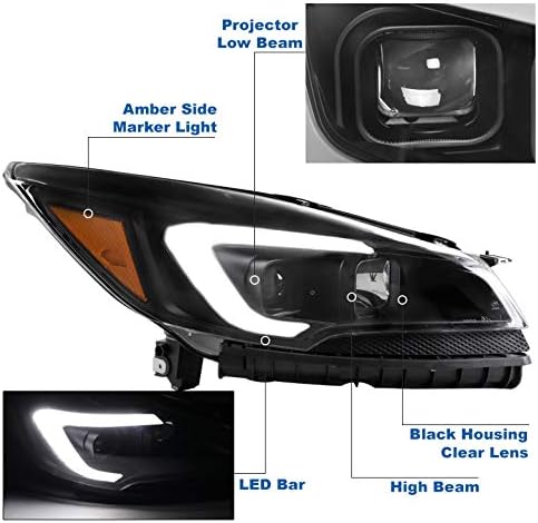 ZMAUTOPARTS LED cijev projektor farovi prednja svjetla Crna kompatibilna sa 2013- Ford Escape