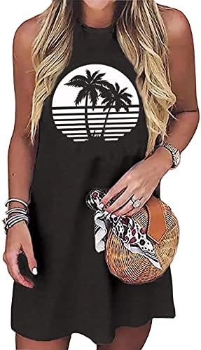 Sunce sol pijesak kokosovo drvo Tank Mini haljina za žene bez rukava plaža Praty Shirts ljetni odmor kratke