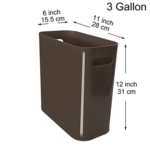 Youngever 2 pakovanje 3 galona tanka kanta za smeće, plastični spremnik za smeće, kantu za smeće sa ručkama