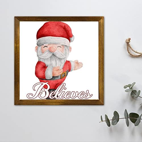 Luckluccy Božićni znakovi vjeruju da Santa uokvireni viseći zid Zidne radosti vijenac Christian Home Zidni