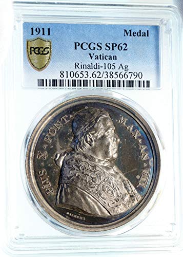 1911. Nepoznato 1911 Vatikan Christian Pape Pius X Silver Specime Coin Good PCGS