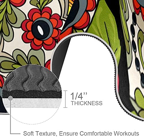 Lobanja crveno cvijeće uzorak Funny Premium Thick Yoga Mat Eco Friendly Rubber Health & amp; fitnes non