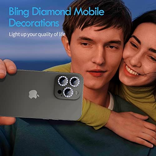 XFilm Bling kamera zaštitnik za zaštitu za iPhone 13 Pro / 13 pro max, šareni dijamantski kristalni ukras