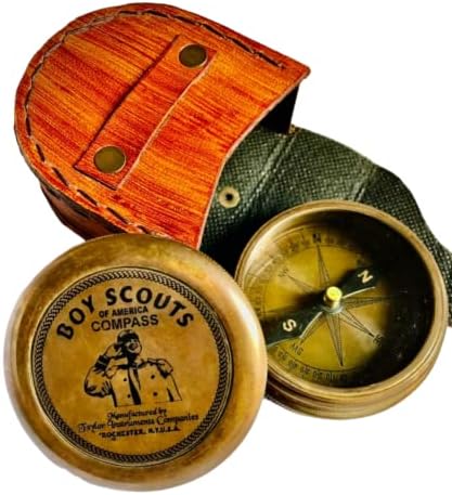 Directional Boy Scout Kompas sa antičkim kožnim futrolom, pomorski trekking, planinarenje, putujući kamp