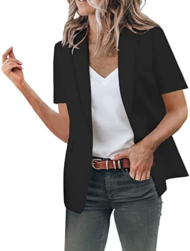 Žene Casual Solid Single gumb rever kratki rukav Slim odijelo, kaput za blejze za Daliy Works Women izlasci