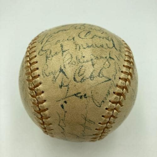 Babe Ruth Ty Cobb Cy Young Jimmie Foxx Tris zvučnik potpisan bejzbol PSA DNK - autogramirani bejzbol