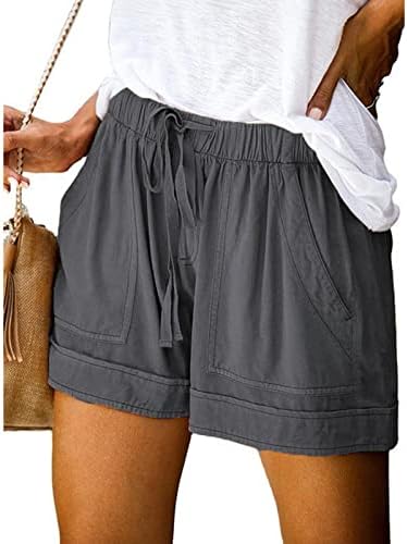 TUNUSKAT šorc za žene Casual ljetni elastični šorc visokog struka udobni slatki šorc na plaži sa džepovima