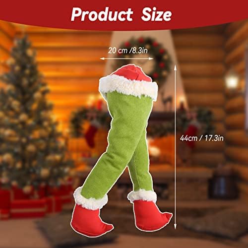 ELF ukrasi za tijelo, božićno dekor Elf Arms ukrao božićno vilenjene noge zaglavljene Xmas stablo Topper Garland Ornamenti za plišane noge za ukrase drveća