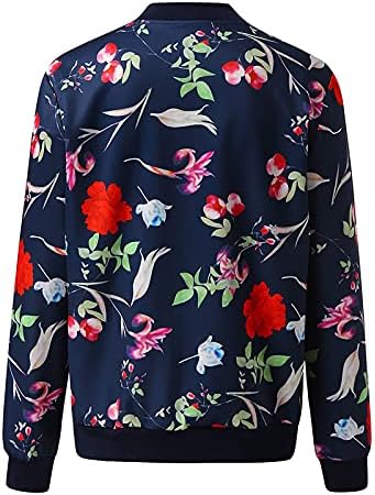 Žene Retro cvjetni ispisani puni zip džep jakna s dugim rukavima Casual top kaput za kućnu kućni odmor ženska