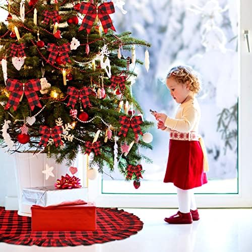 38 komada Božićne ukrase stabla uključuju 36pcs Božićno stablo nakloni, 1 kom crveni i crni bivolski plaid check check božićna suknja od drveća 40 inča i 1 kom. Luk za Xmas dekor