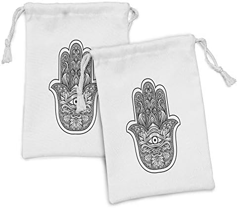 AMBESONNE HAMSA TABRIC TOUCK Set od 2, Boho Style Line Art Masc sa trećim ukrasnim dizajnom tetovaža, male