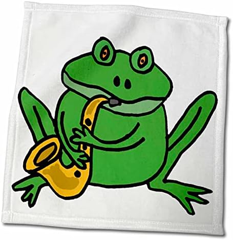 3drose Svi osmijesi Art Music - smiješna zelena žaba igrajući saksofon - ručnici