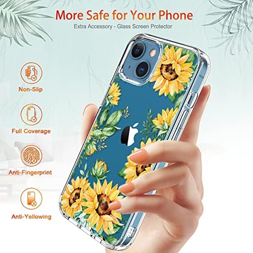 GIIKA za iPhone 13 futrola sa zaštitnikom zaslona, ​​čistom punim tijelom zaštitne cvjetne djevojke žene